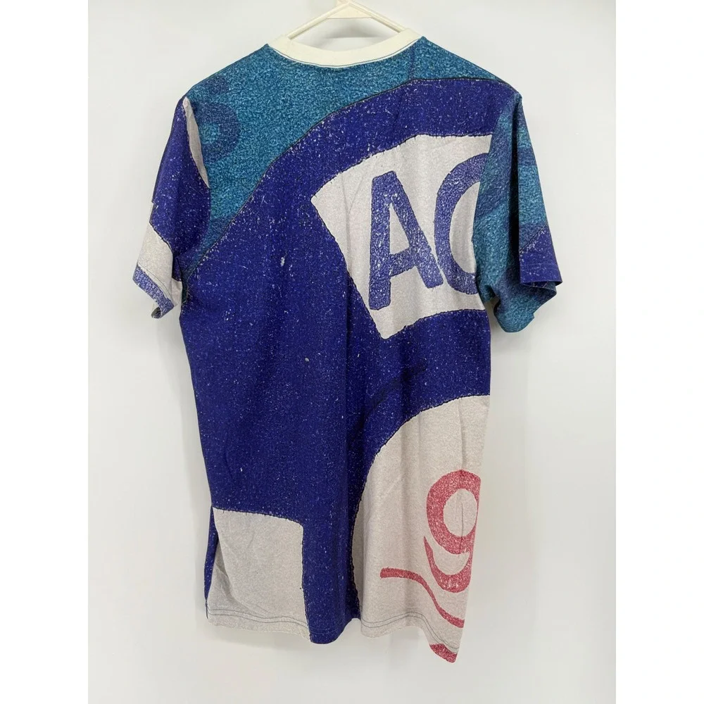 Adidas Men Graphic T-Shirt Size L Blue Multi Colored Short Sleeve Crew Neck‎ Tee